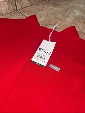 Figs Women's Winning Red Payson Relaxed Henley Top